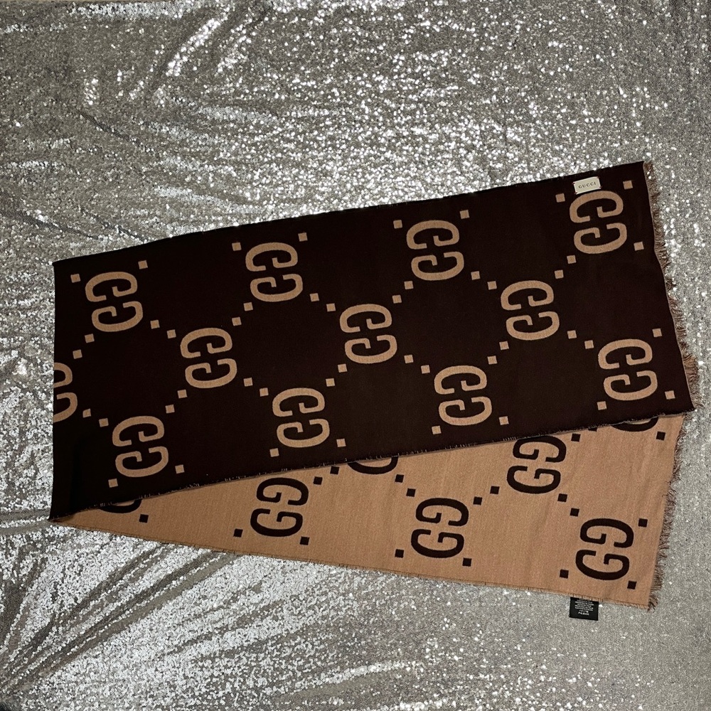 GG JACQUARD WOOL SILK SCARF